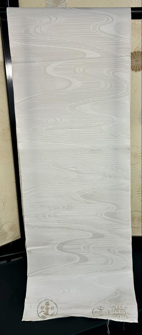 【Excellent Condition!】 White Fabric, Koma-rinzu, Tango Chirimen, Pure Silk