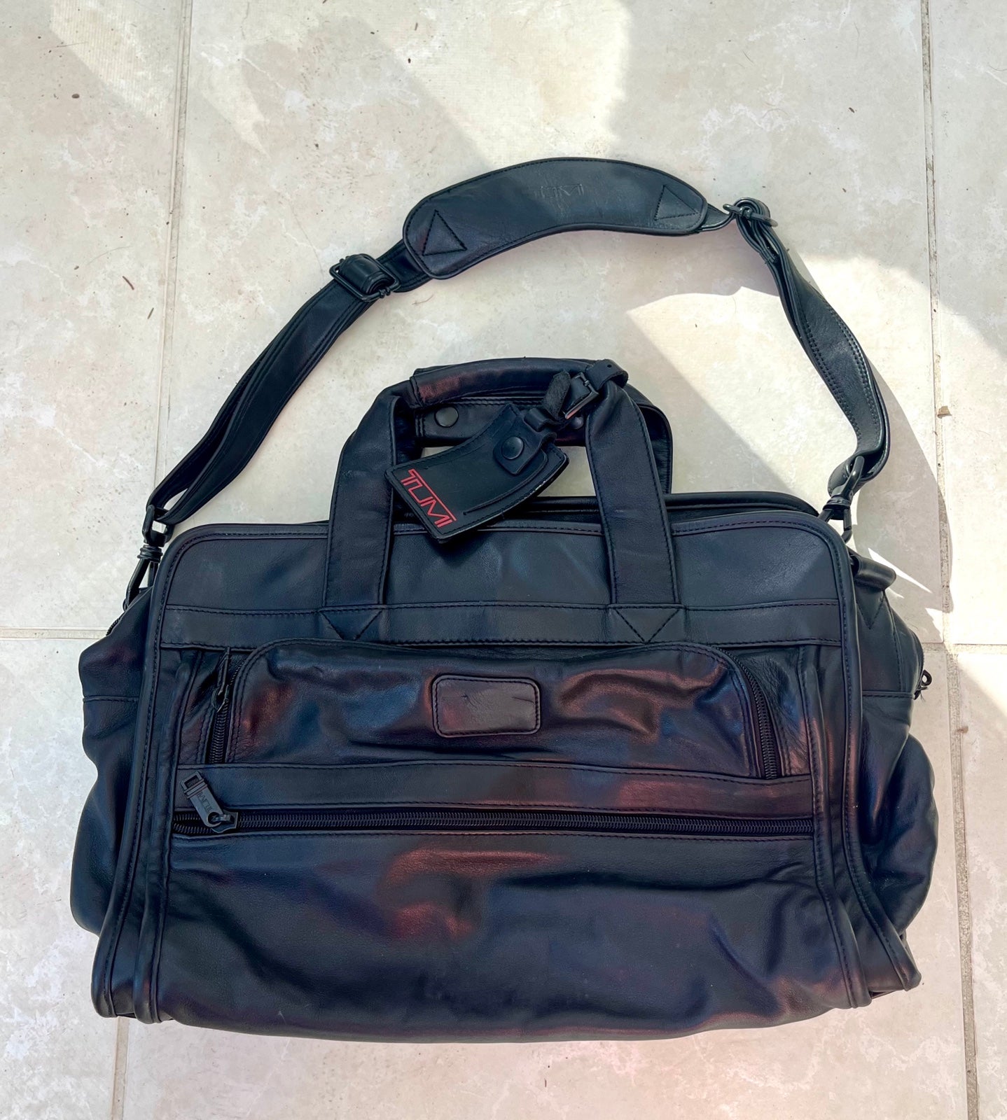 TUMI Vintage Black leather weekender