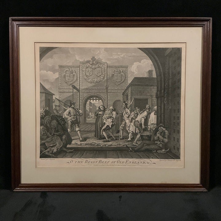 Antique 18th C. Engraving O the Roast Beef of Old England\