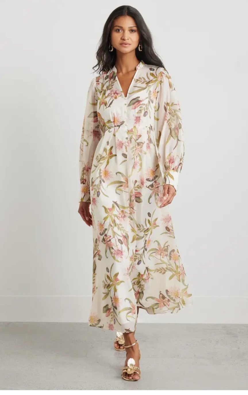 Chelsea28 Floral Long Sleeve Maxi Dress | size: XL