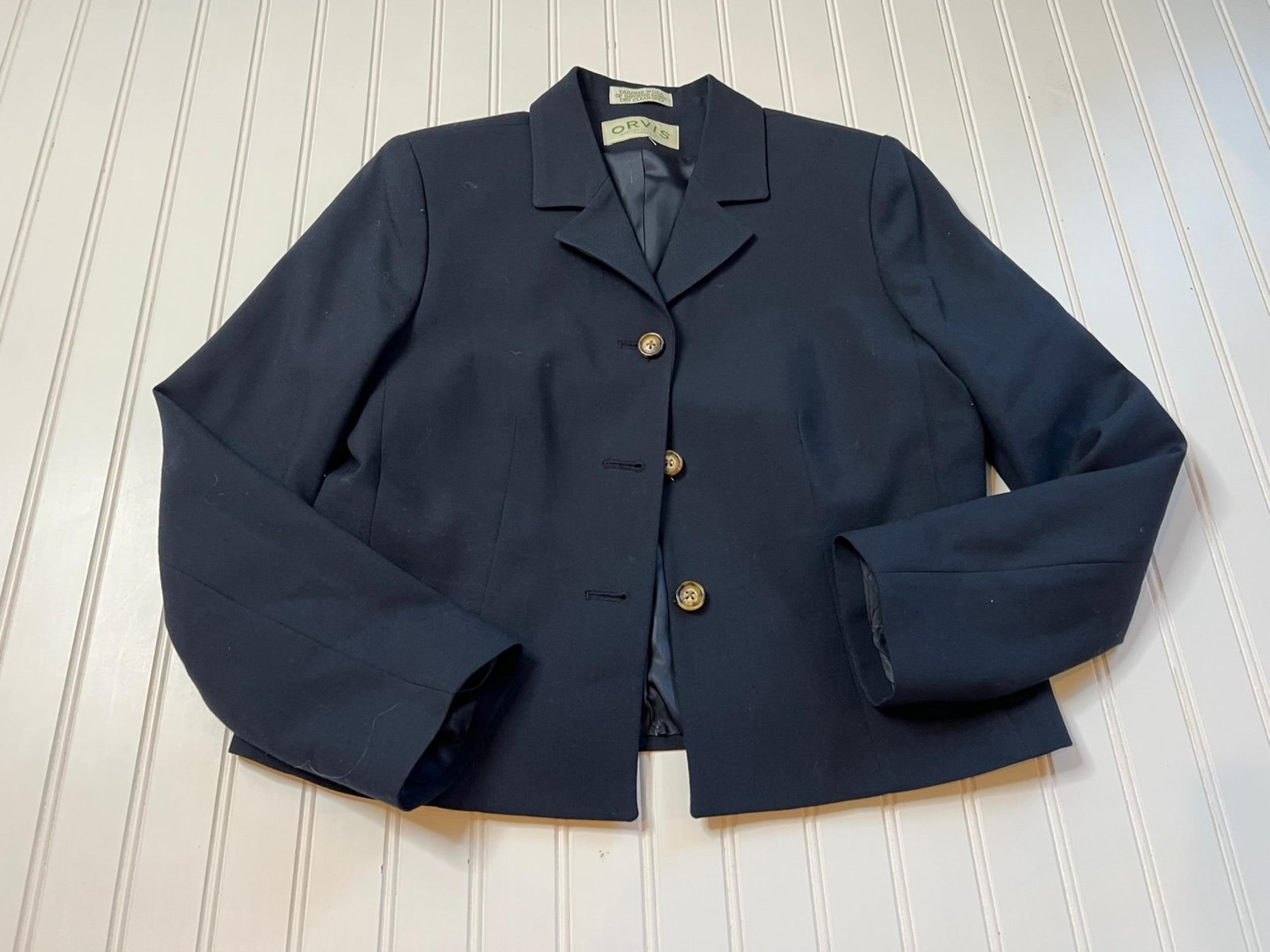 Orvis Women's Blazer Suit Jacket Wool Blend 6 Navy Blue USA Made