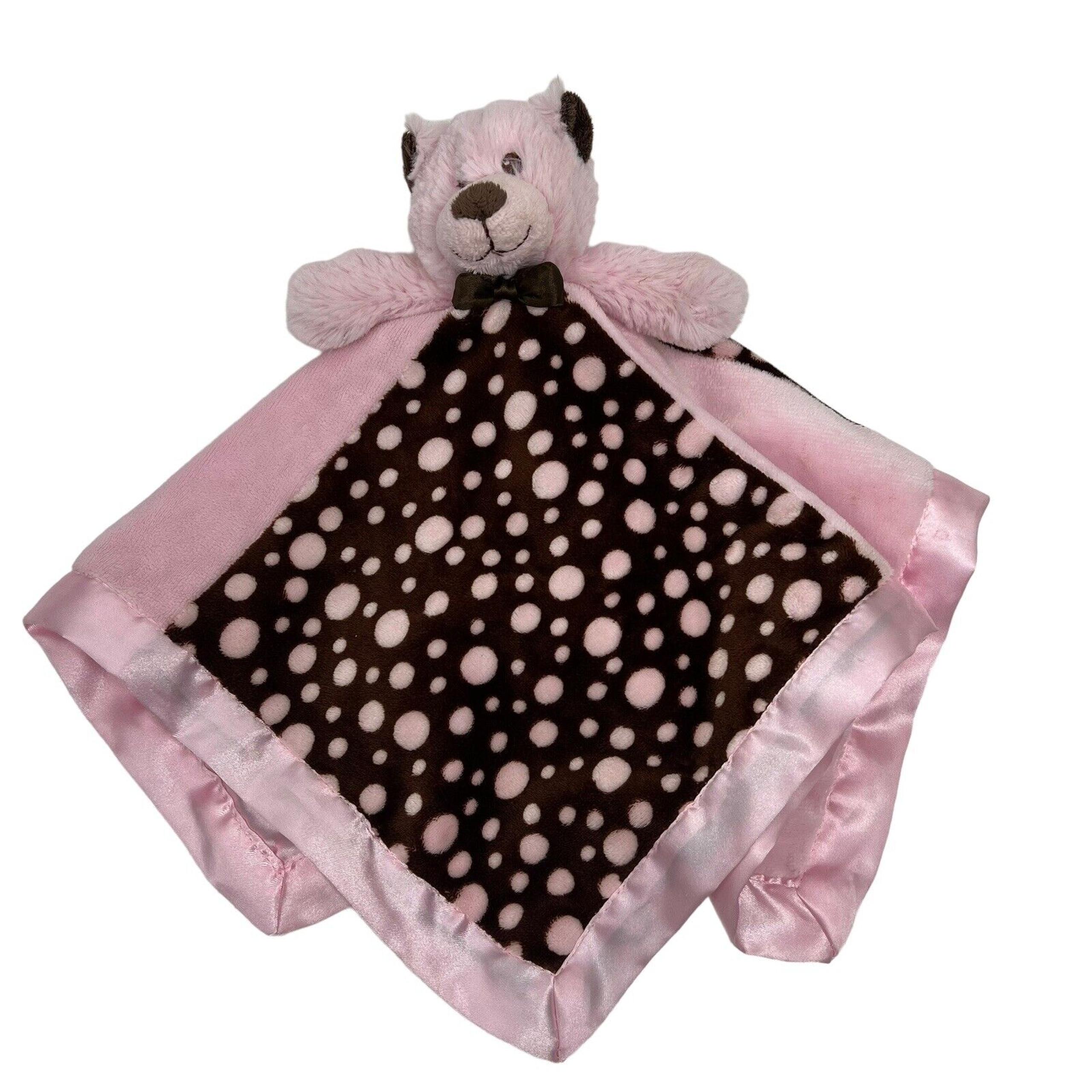 Mary Meyer Baby Pink Satin Trim Dot Teddy Bear Security Blanket Lovey Lovie