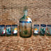 Mexican Hand Blown Frosted Tequila Bottle & 6 Shot Glasses Hand Painted Set