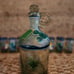 Mexican Hand Blown Frosted Tequila Bottle & 6 Shot Glasses Hand Painted Set