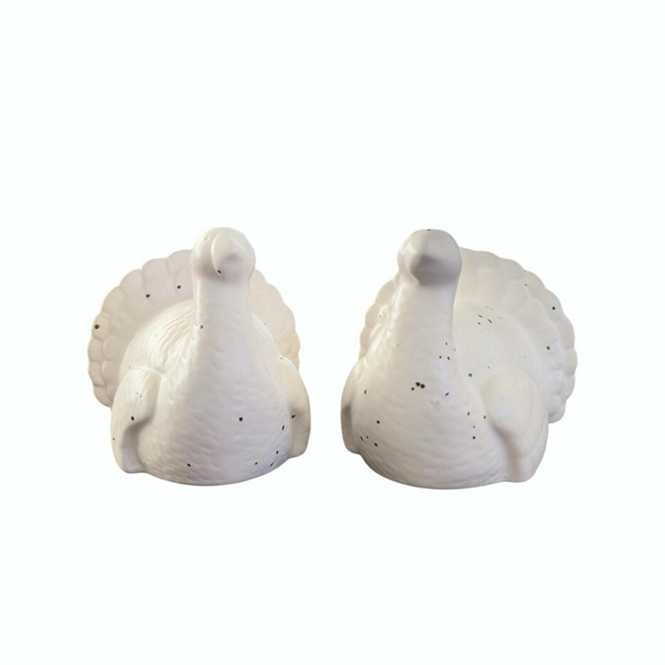 Farmhouse Turkey Salt & Pepper Shakers Speckled White Rustic Modern Thanksgiving