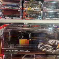 1980 Dodge D150 Pick-M-Up Utiline Pickup Truck Black with Stripes 1/18 Diecast M