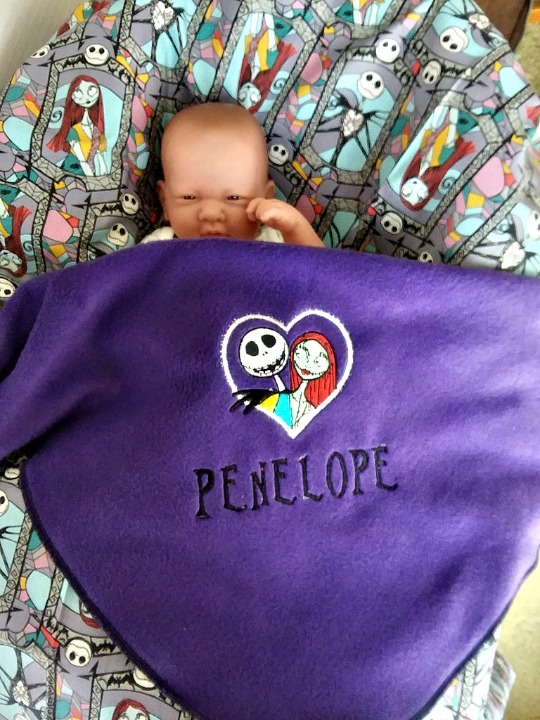 Jack and Sally custom name baby blanket