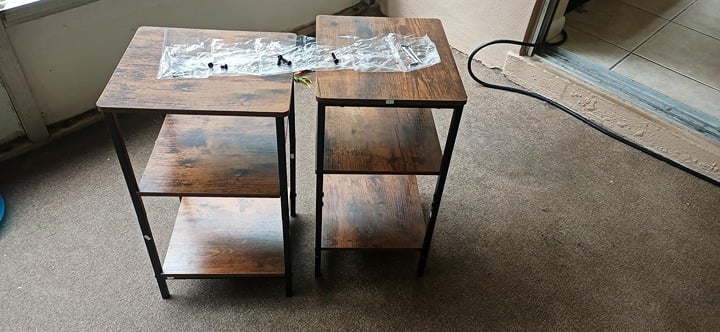 Side Table Set of 2, 3-Tier Small End Table, Sofa Table Nightstand