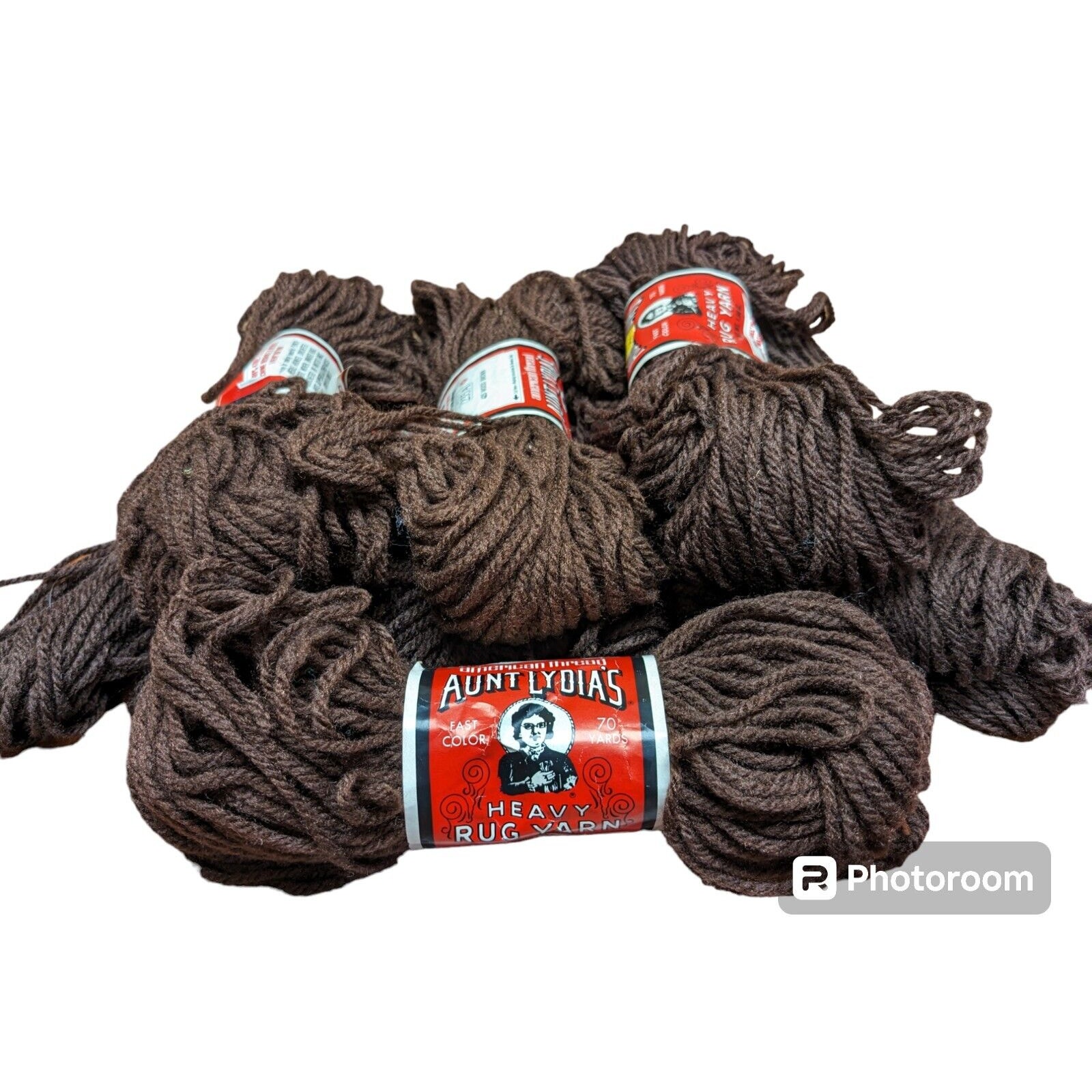 Lot of 9 Aunt Lydia's Heavy Rug Yarn 70 Yards 425 Wood Brown 100% Polyester