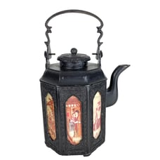 Octagon Teapot Kettle Chinese Metal 7 Glass Panel Inserts Pictures