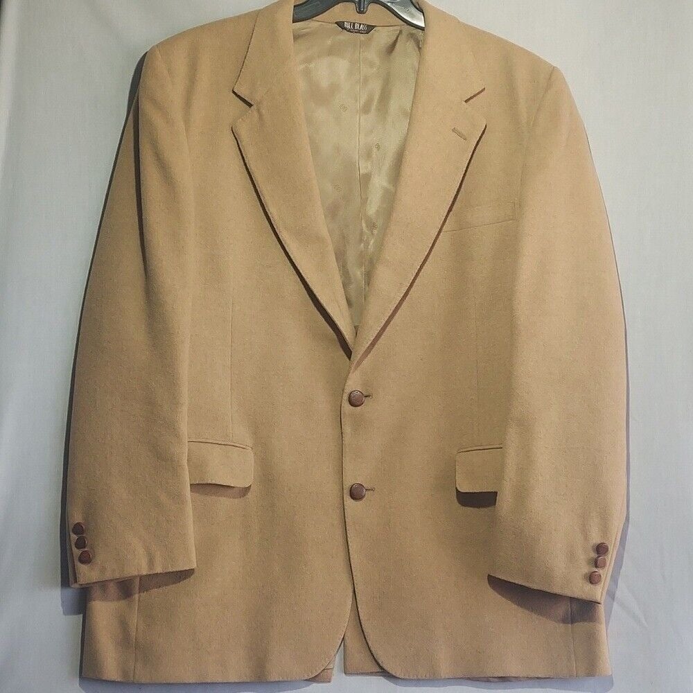Vintage Bill Blass Tan 100% Camel Hair Mens Sport Coat Size 46L