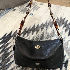 Coach Black Pebbled Leather Handbag Shoulder Bag