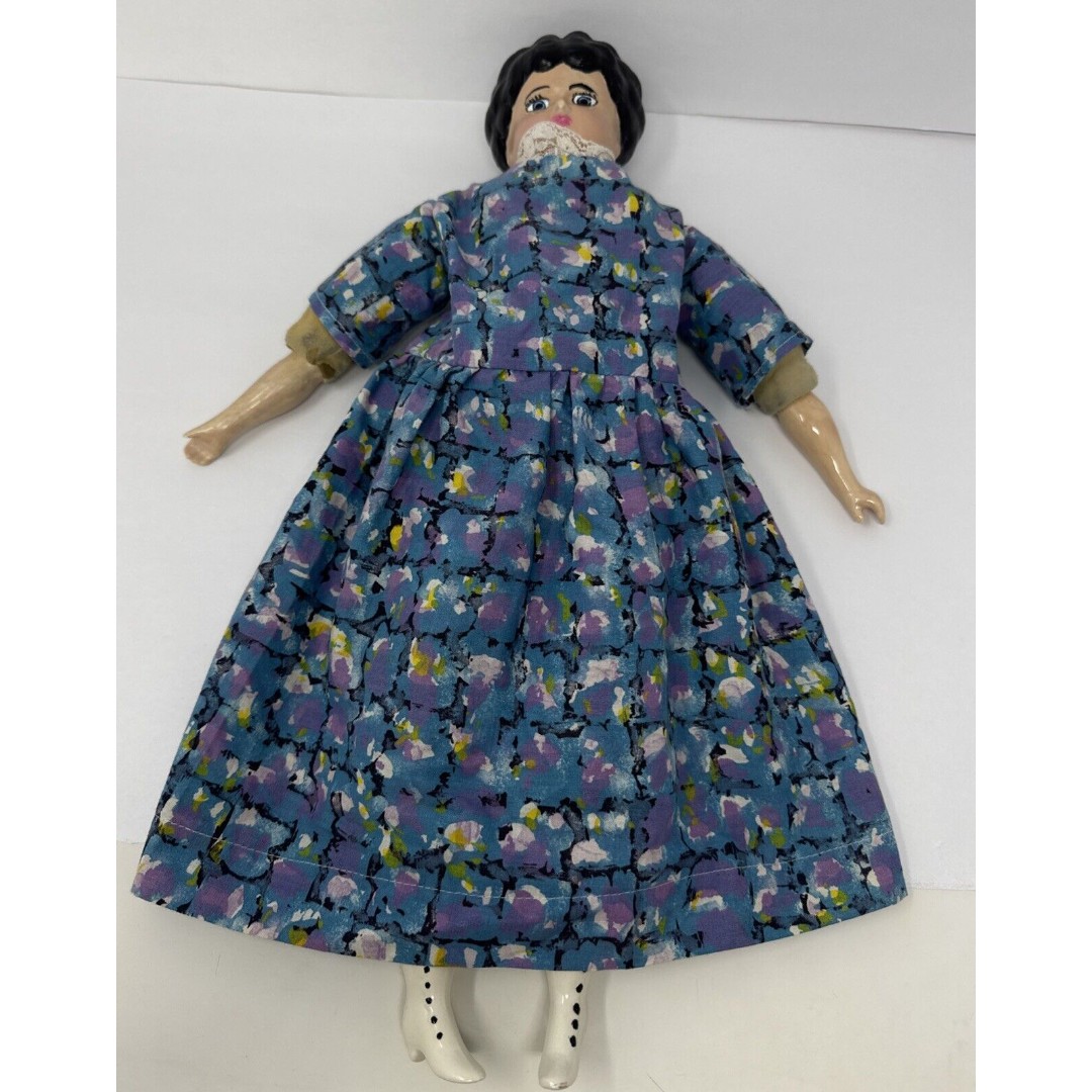 Vintage Antique 18” China Black Hair Porcelain Shoulder Head Hands Boots Doll