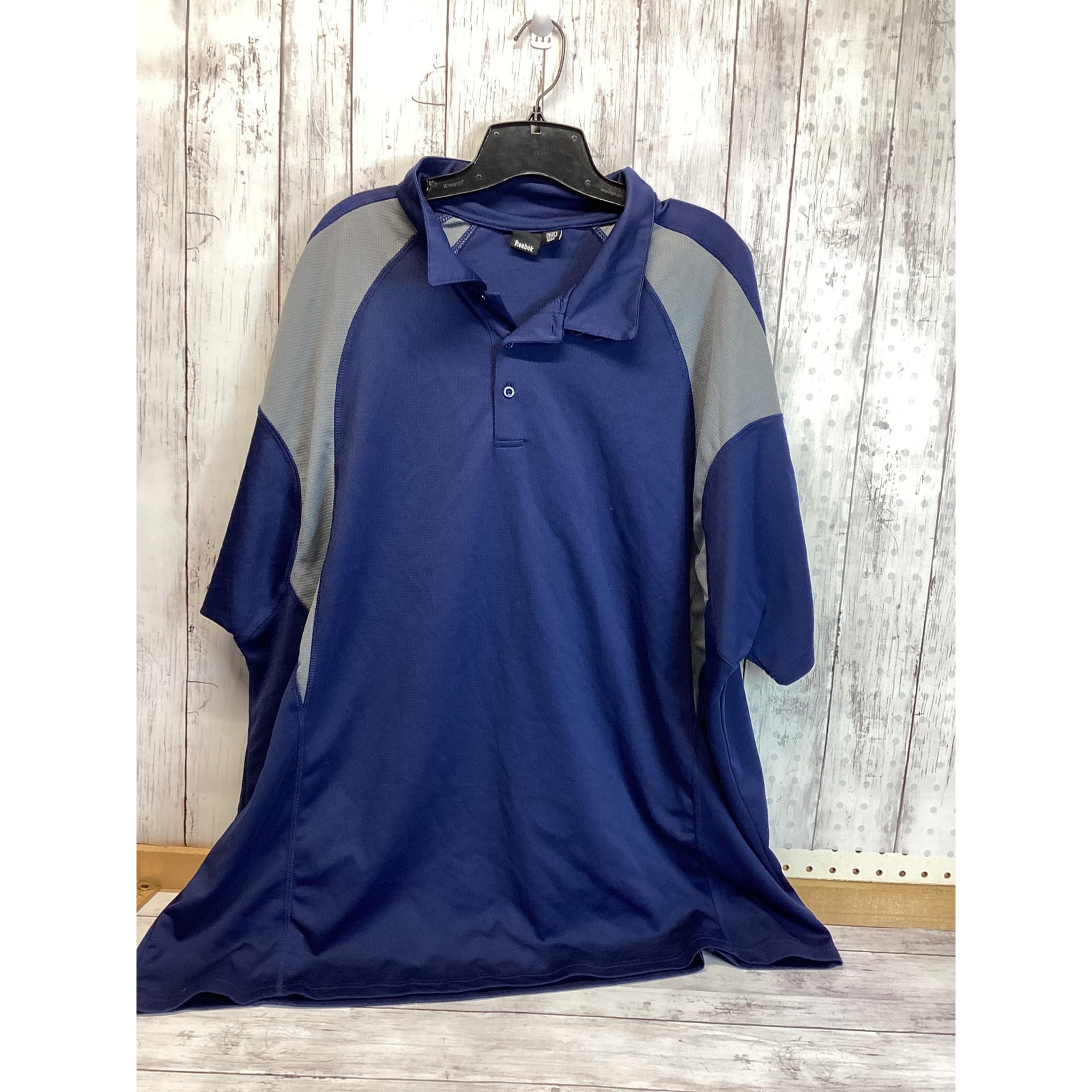 Reebok Men's Classic Casual Button-Down Polo Shirt Blue 3XL