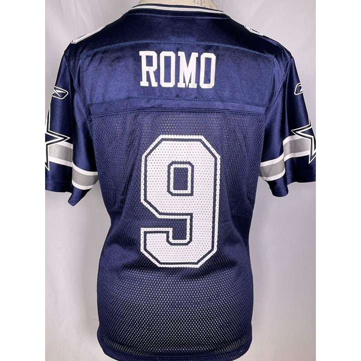 Tony Romo #9 Dallas Cowboys Reebok Home Blue On Field Jersey Women's LARGE