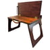 Vintage Wood Lap Desk Foldable Travel Portable Leather Handle Sliding Bar