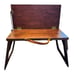 Vintage Wood Lap Desk Foldable Travel Portable Leather Handle Sliding Bar