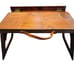 Vintage Wood Lap Desk Foldable Travel Portable Leather Handle Sliding Bar