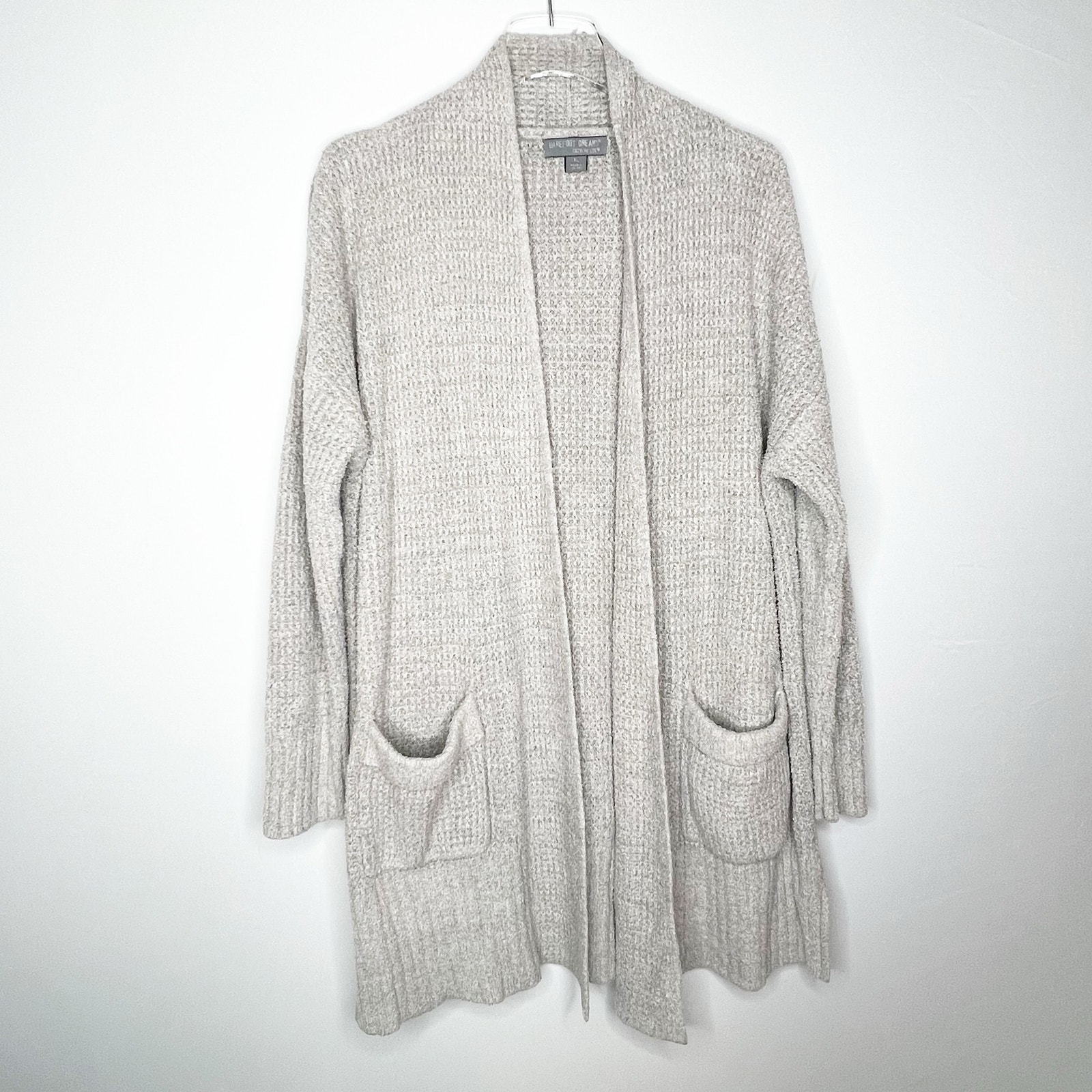 Barefoot Dream Gray Waffle Knit Cardigan Sweater Size XL