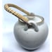 Japanese Blue Floral Teapot Porcelain Bamboo Handle Vintage