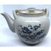 Japanese Blue Floral Teapot Porcelain Bamboo Handle Vintage