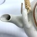 Japanese Blue Floral Teapot Porcelain Bamboo Handle Vintage
