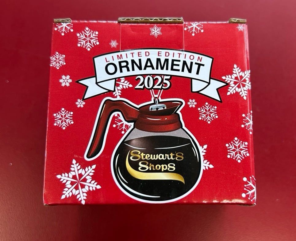 Christmas tree ornament 2025 Stewart’s Shop ice cream coffee pot limited edition