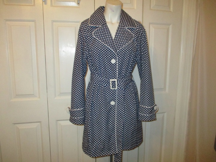 Dennis Basso polka dot belted rain coat