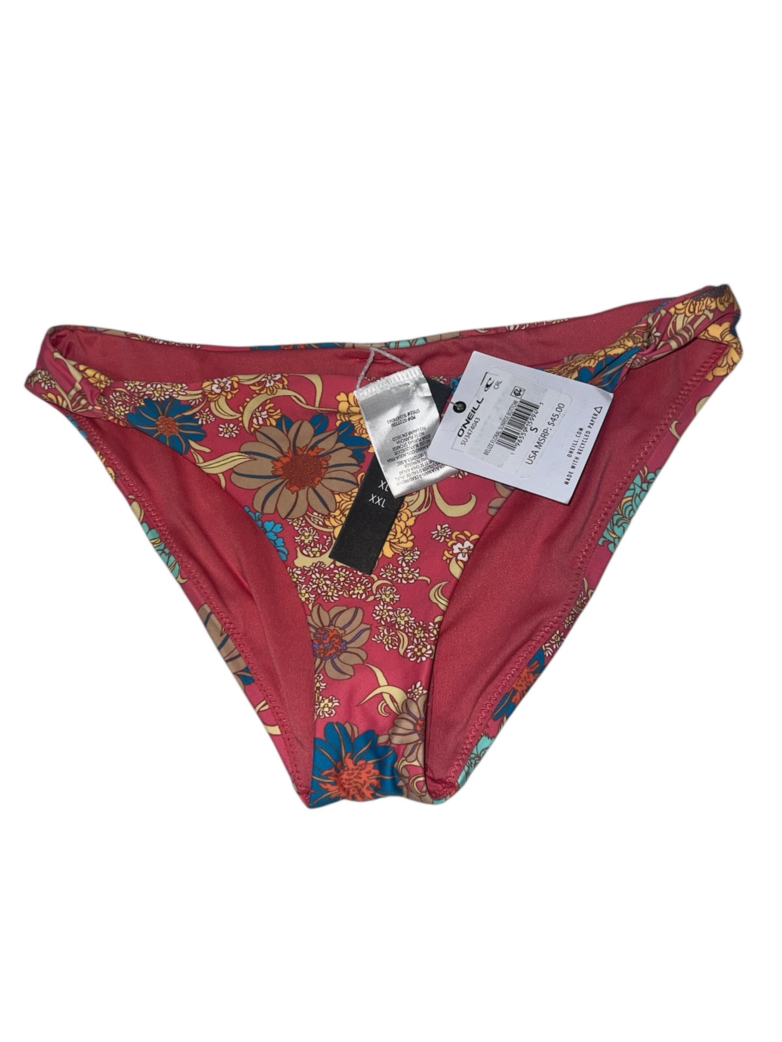 NWT O'Neill Blue Reversible coral, floral - Bikini Bottom  - Size S