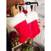 Set Of 2 Retro Fuzzy Cloth Red & White Christmas Holiday Stocking.