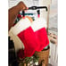 Set Of 2 Retro Fuzzy Cloth Red & White Christmas Holiday Stocking.