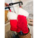 Set Of 2 Retro Fuzzy Cloth Red & White Christmas Holiday Stocking.