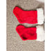 Set Of 2 Retro Fuzzy Cloth Red & White Christmas Holiday Stocking.