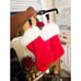 Set Of 2 Retro Fuzzy Cloth Red & White Christmas Holiday Stocking.