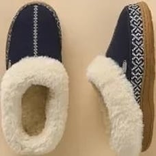 Acorn A23012NBLWS Embroidered Greta Hoodback Navy/Blue Slippers 5-6