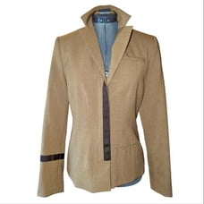 Poleci tan & brown suit jacket with ribbon details size 6