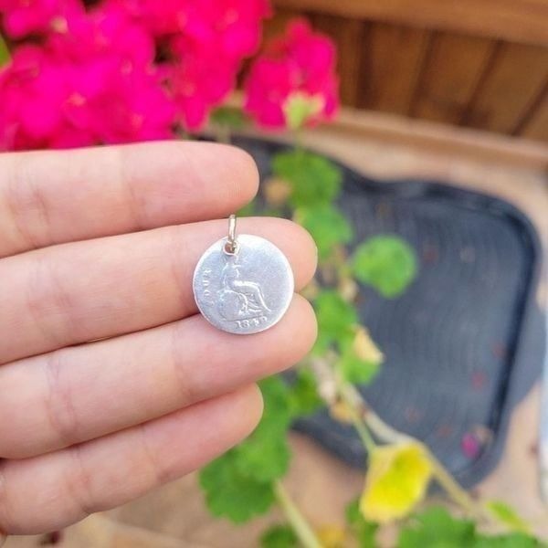 Vintage Antique 1848 Egyptian Pharoah Queen Coin Charm Pendant