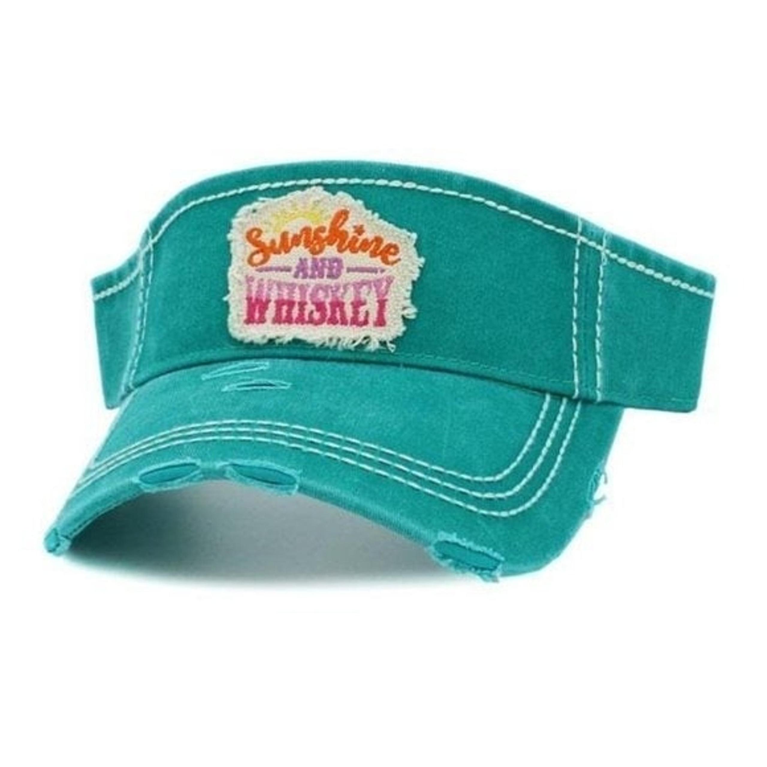New SUNSHINE and WHISKEY Turquoise Visor KBEthos Womens Hat 100% Cotton