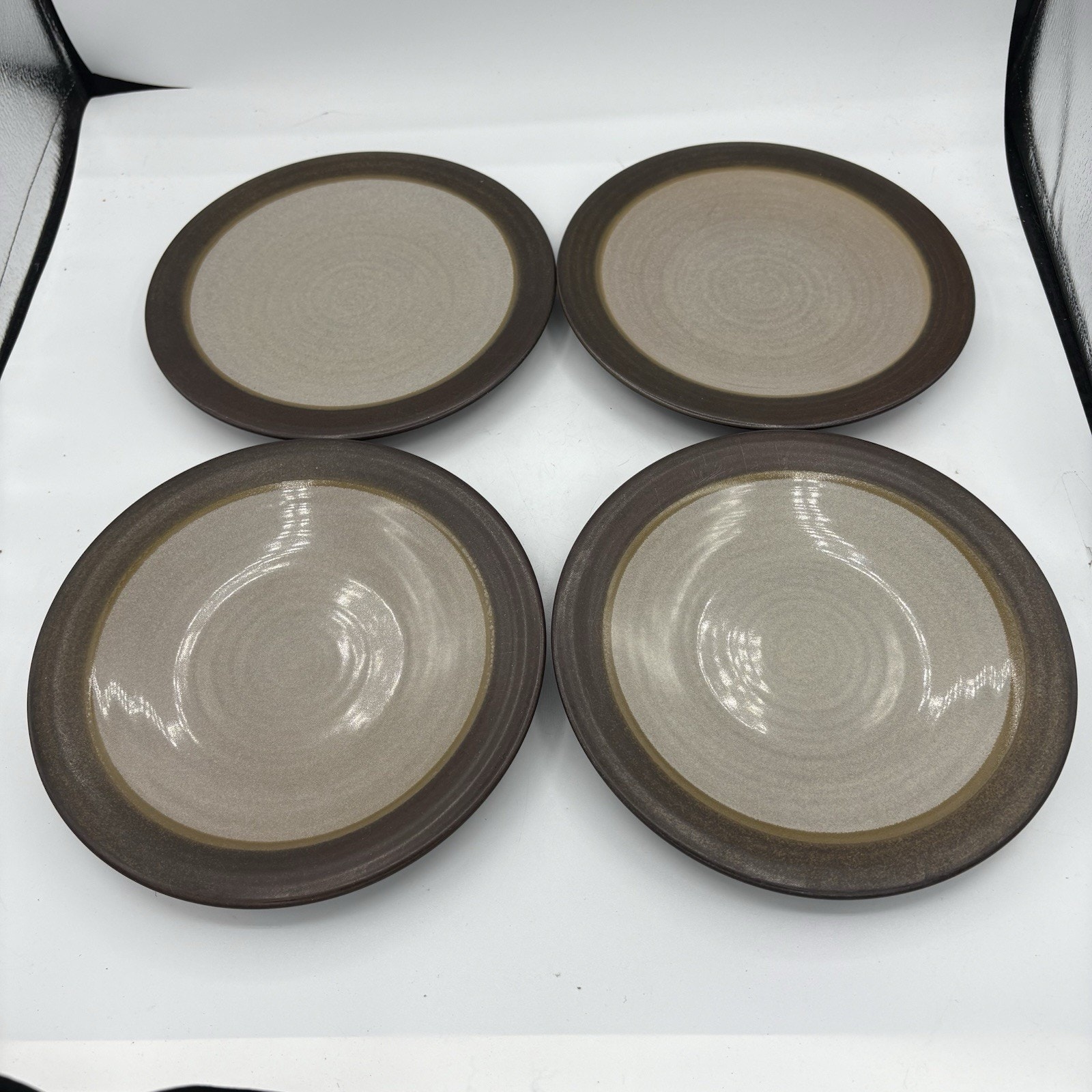 Mikasa Salad Plates 8.25 Potter's Art Swiss Coffee MK101 Dessert Lot Set of 4