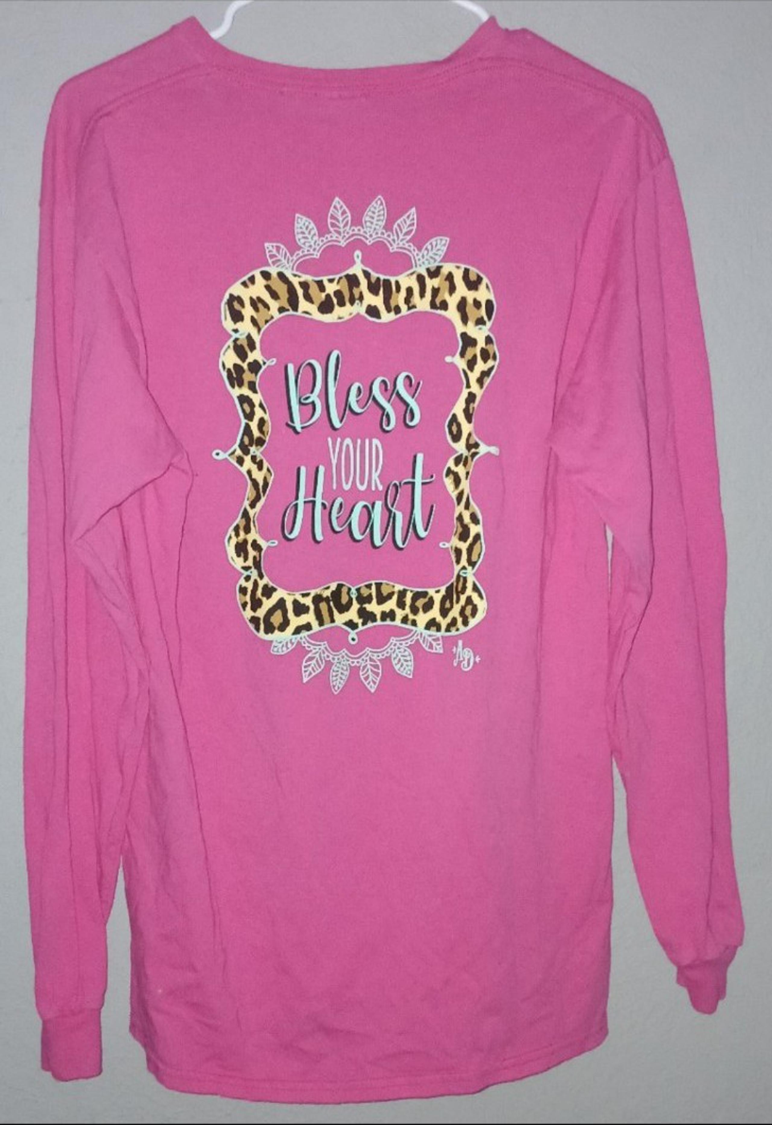 Antebellum Darling Bless Your Heart Hot Pink Long Sleeved T Shirt Medium