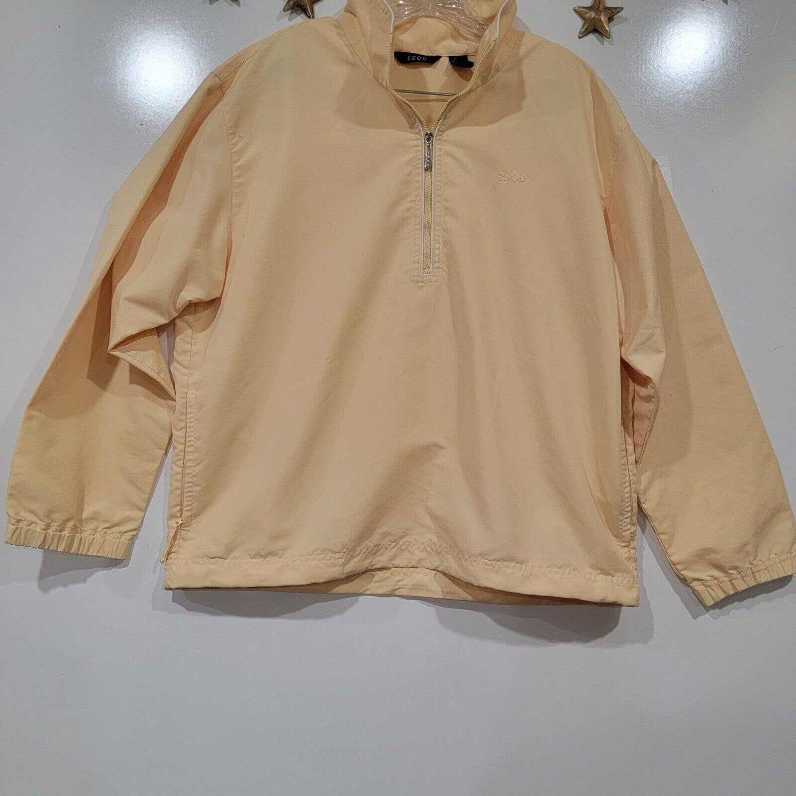IZOD Womens Yellow Bomber Outdoor Golf Windbreaker 1/4 Zip Size Large