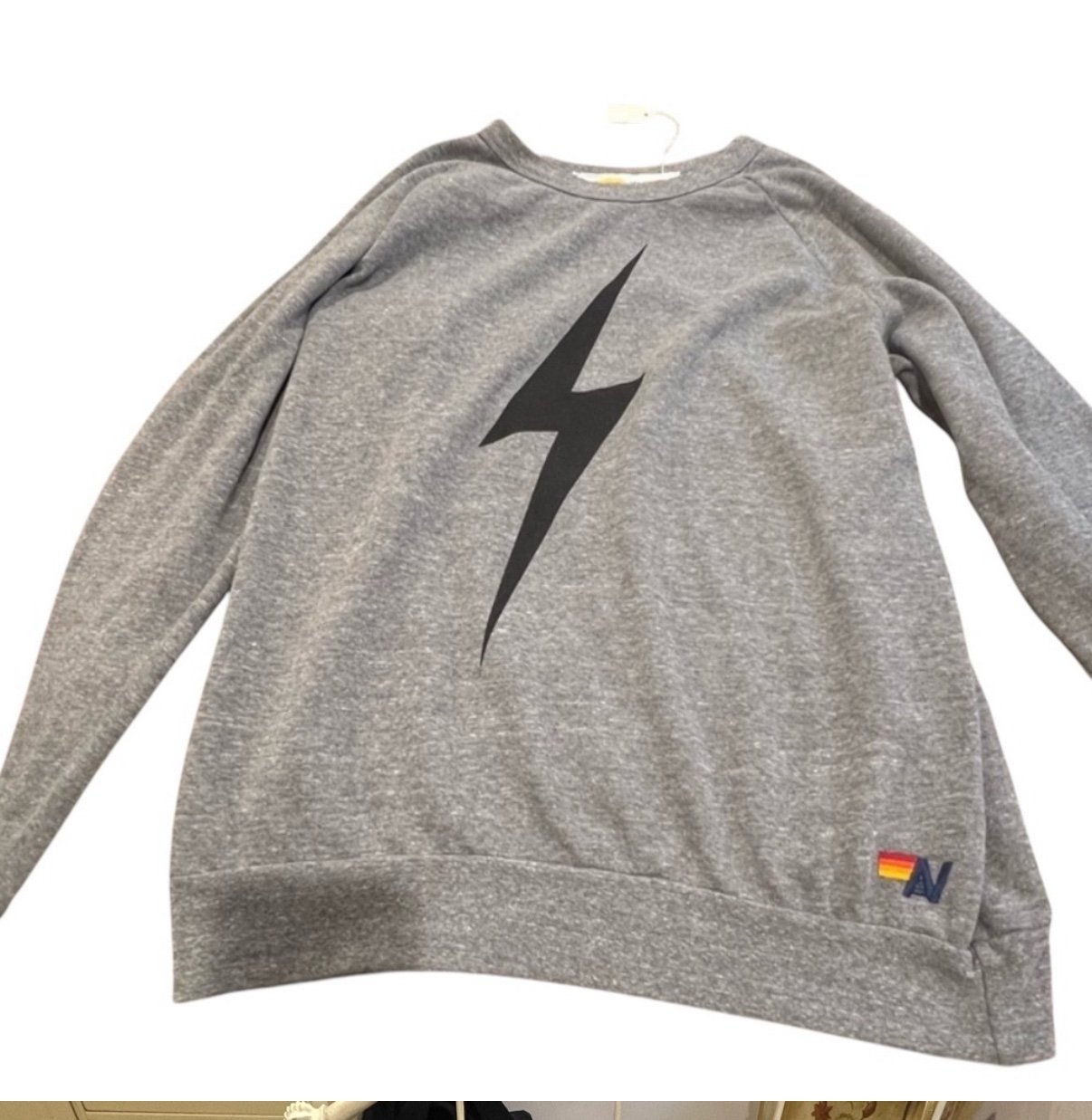 Aviator Nation XL NWT Bolt Crewneck sweatshirt Heather gray with black host pick