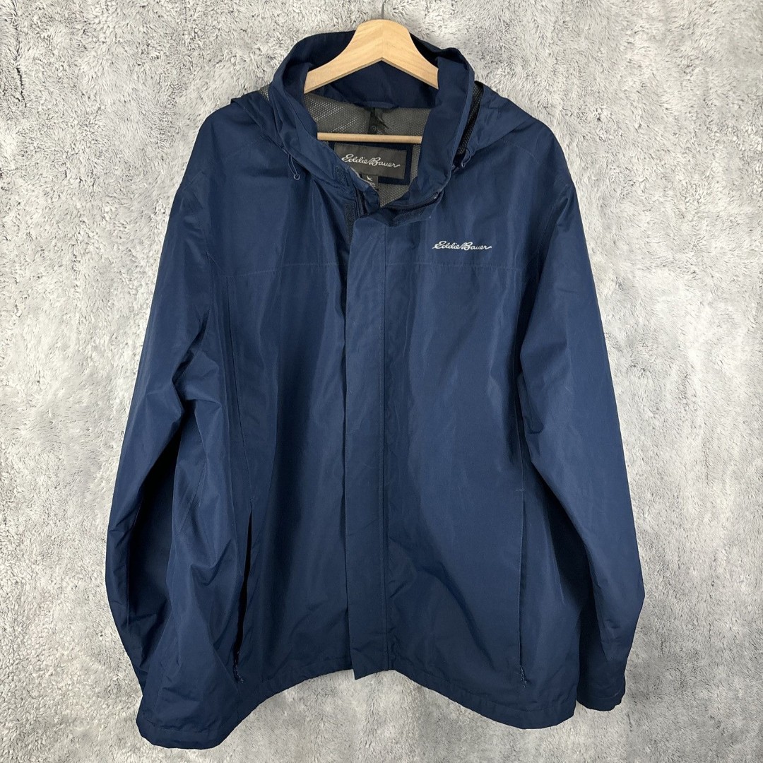 Eddie Bauer WeatherEdge Packable Rainfoil Waterproof Jacket Mens Size 2XL Navy