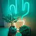 19” x 10” inch LED Neon Green Cactus with Yellow Planter Wall Sign