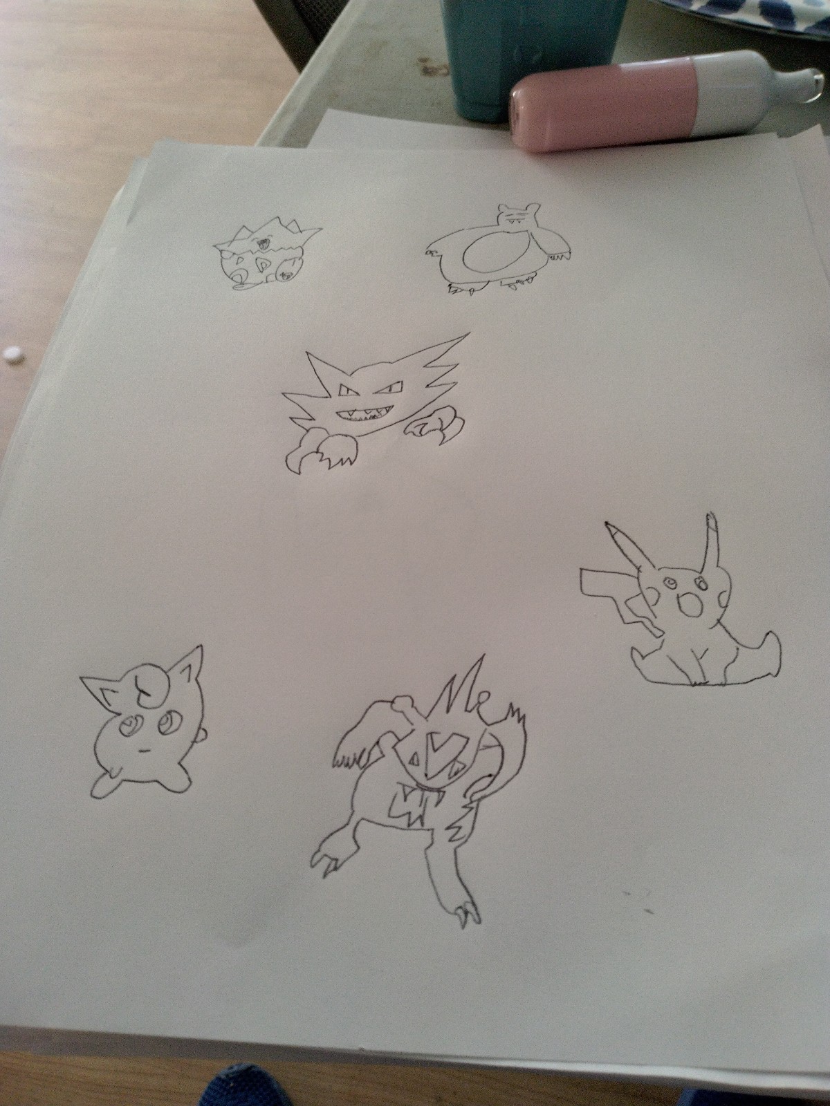 Pokemon batch drawing 5 pokemon very good art for wall or room