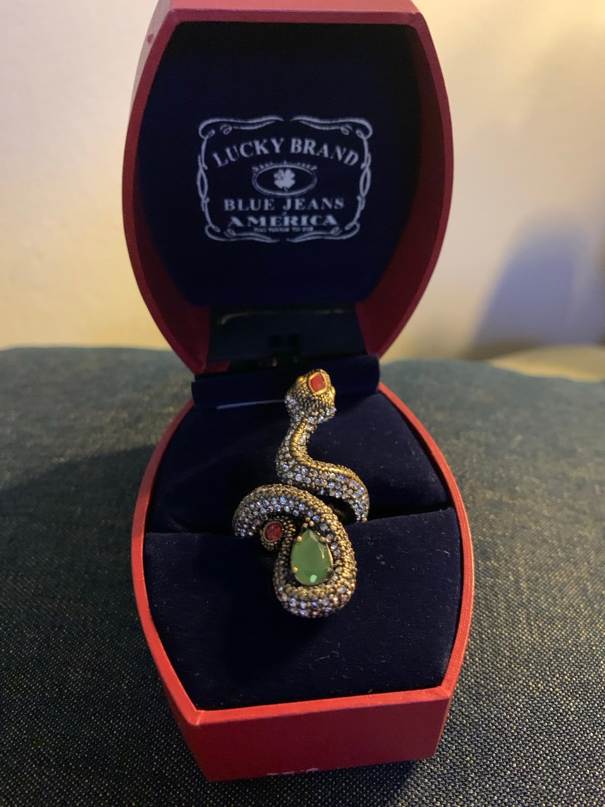 Gold and Gems Snake Ring