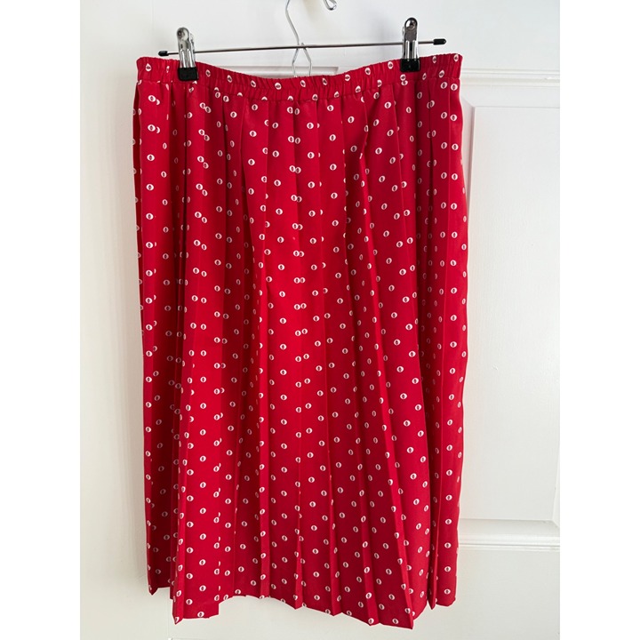 Vintage Lesley Fay Red and White Pleated Midi Skirt