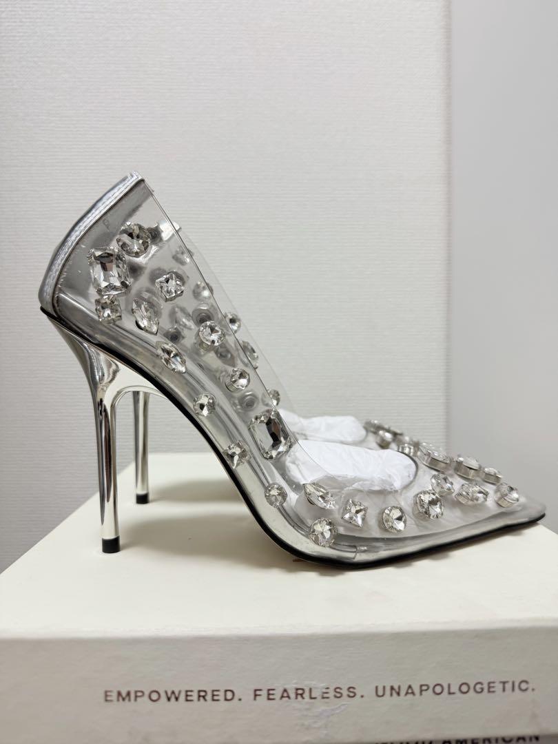 Revolve Good American silver crystal high heel pumps, brand new.