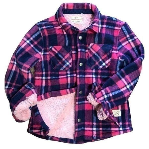 Weatherproof Girls Shacket Plaid Purple Pink