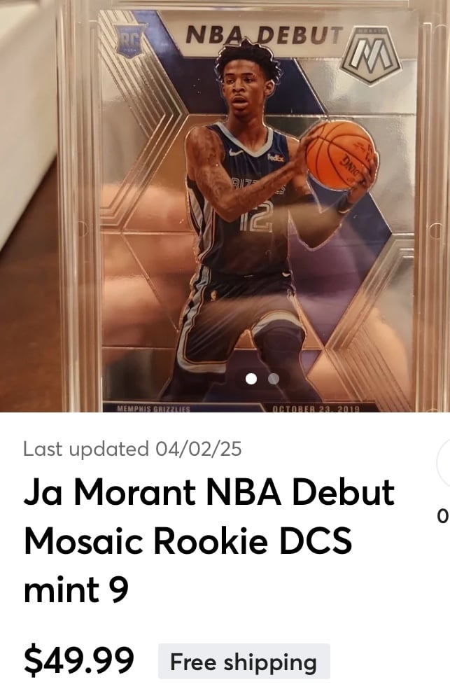 Ja Morant 2019 mosaic rookie nba debut psa 9 mint